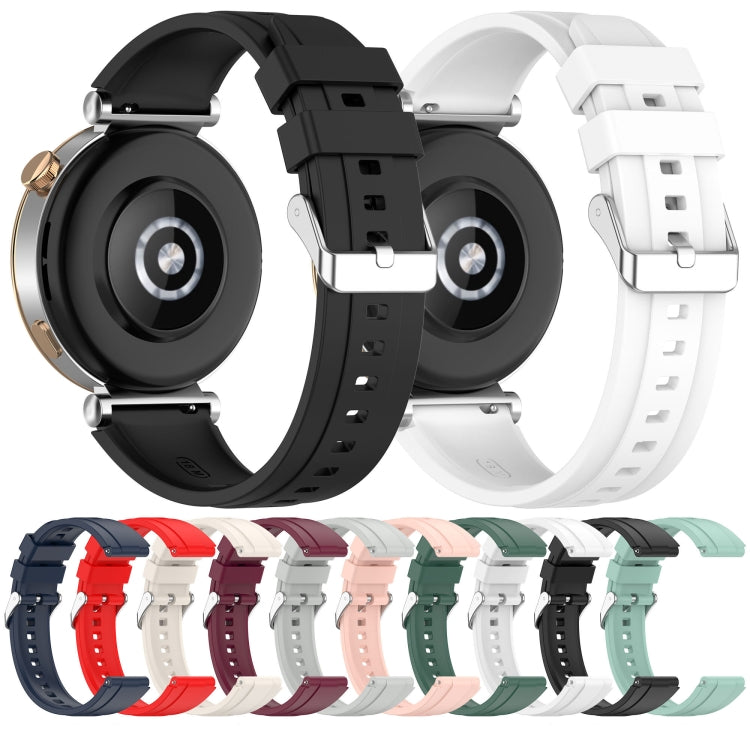 For Huawei Watch GT4 46mm Official Steps Style Silver Buckle Silicone Watch Band(White) - Watch Bands by PMC TechLife | Online Shopping South Africa | PMC TechLife