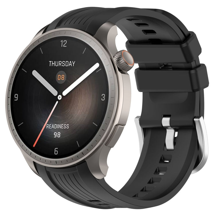 For Amazfit Balance A2286 Vertical Texture Silicone Watch Band(Black) - Watch Bands by PMC TechLife | Online Shopping South Africa | PMC TechLife