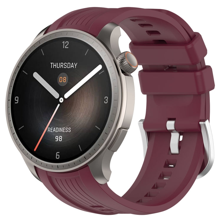 For Amazfit Balance A2286 Vertical Texture Silicone Watch Band(Wine) - Watch Bands by PMC TechLife | Online Shopping South Africa | PMC TechLife