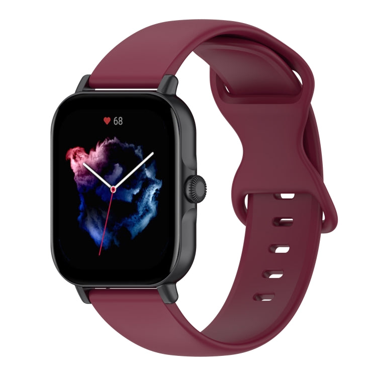 For Amazfit Active L Butterfly 8-shaped Buckle Silicone Watch Band(Wine) - Watch Bands by PMC TechLife | Online Shopping South Africa | PMC TechLife