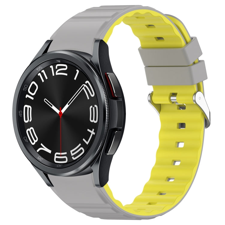 For Samsung Galaxy Watch 6 Classic Two Color Horizontal Silicone Watch Band(Grey Yellow) - free shipping - PMC TechLife - Order now!