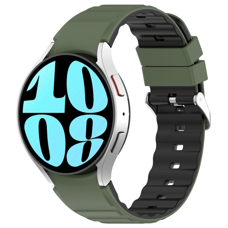 For Samsung Galaxy Watch 6 Classic Two Color Horizontal Silicone Watch Band(Olive Green Black) - Watch Bands by PMC TechLife | Online Shopping South Africa | PMC TechLife