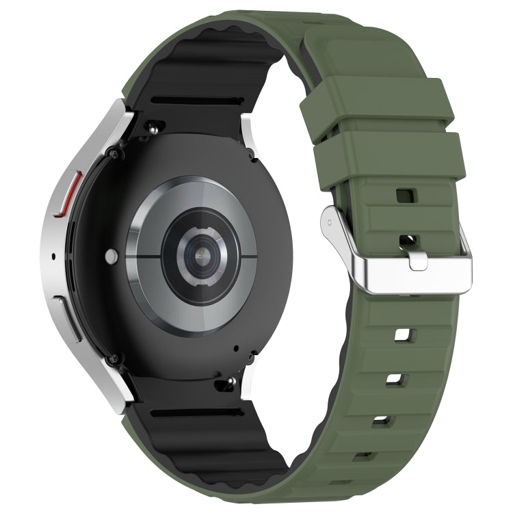 For Samsung Galaxy Watch 6 Classic Two Color Horizontal Silicone Watch Band(Olive Green Black) - Watch Bands by PMC TechLife | Online Shopping South Africa | PMC TechLife