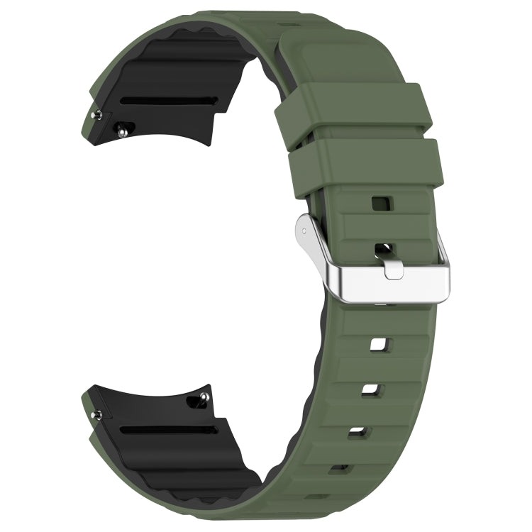For Samsung Galaxy Watch 6 Classic Two Color Horizontal Silicone Watch Band(Olive Green Black) - Watch Bands by PMC TechLife | Online Shopping South Africa | PMC TechLife