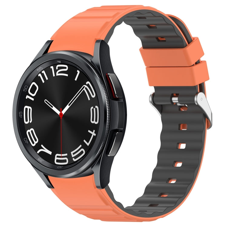 For Samsung Galaxy Watch 6 Classic Two Color Horizontal Silicone Watch Band(Orange Grey) - Watch Bands by PMC TechLife | Online Shopping South Africa | PMC TechLife