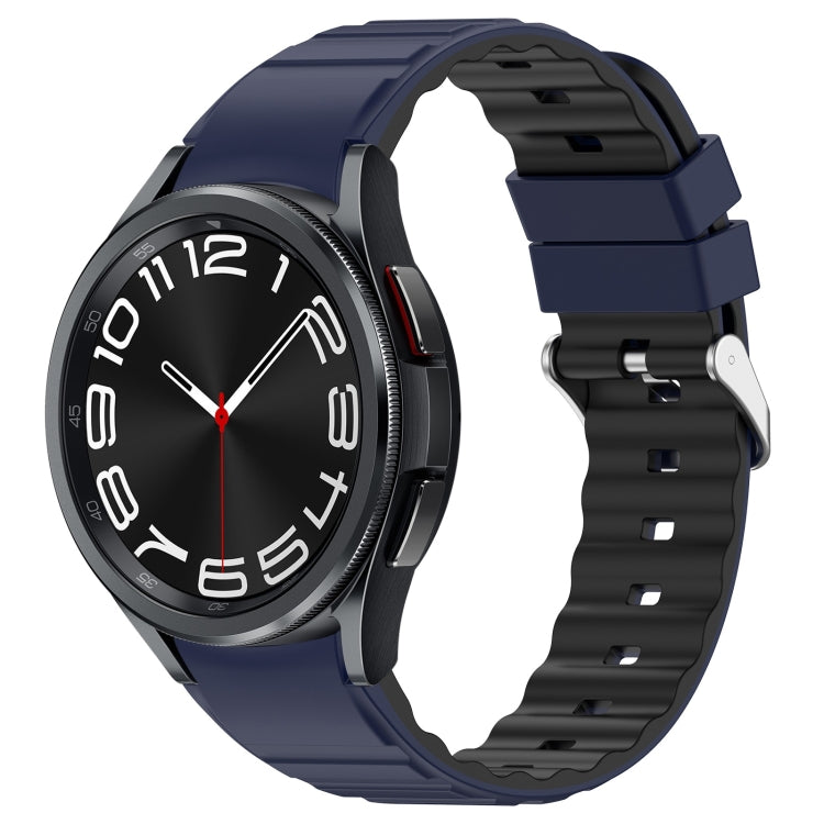 For Samsung Galaxy Watch 6 Classic Two Color Horizontal Silicone Watch Band(Blue Black) - Watch Bands by PMC TechLife | Online Shopping South Africa | PMC TechLife