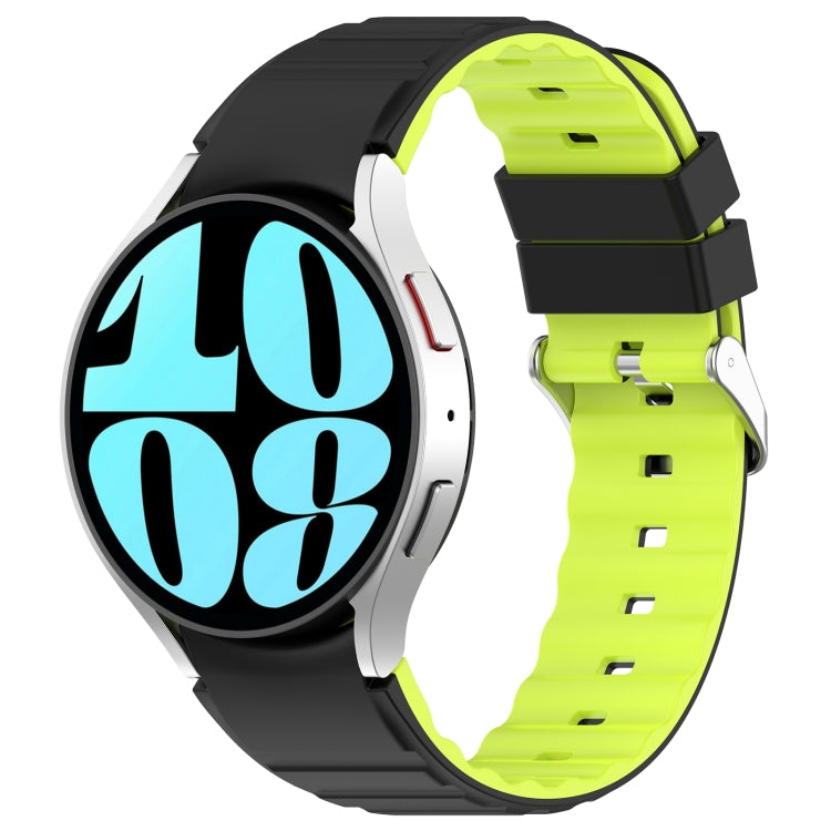For Samsung Galaxy Watch 5 Pro Two Color Horizontal Silicone Watch Band(Black Green) - Watch Bands by PMC TechLife | Online Shopping South Africa | PMC TechLife