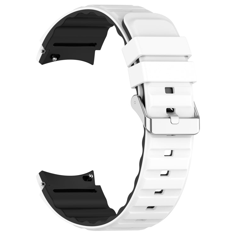 For Samsung Galaxy Watch 5 Pro Two Color Horizontal Silicone Watch Band(White Black) - Watch Bands by PMC TechLife | Online Shopping South Africa | PMC TechLife