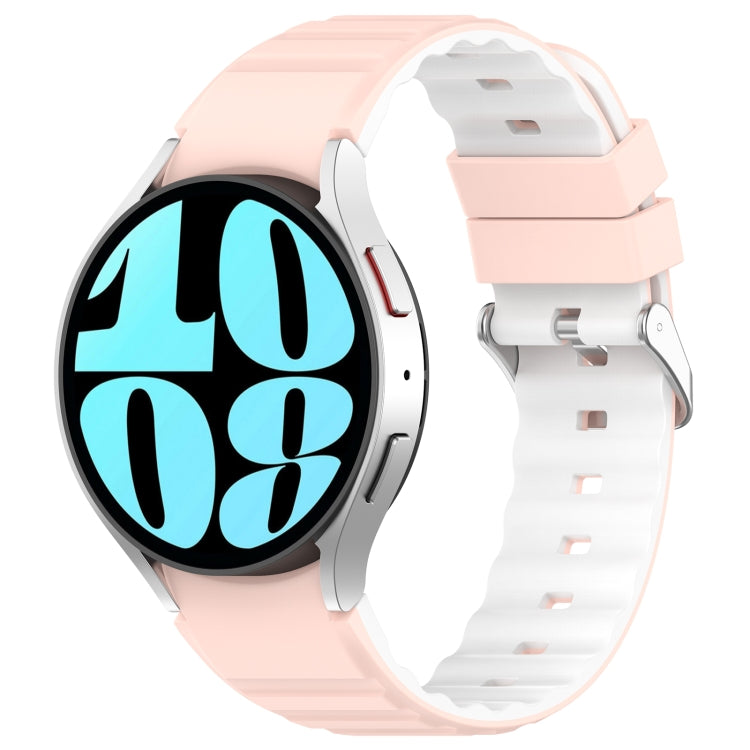 For Samsung Galaxy Watch 4 Classic 46mm Two Color Horizontal Silicone Watch Band(Pink White) - Watch Bands by PMC TechLife | Online Shopping South Africa | PMC TechLife