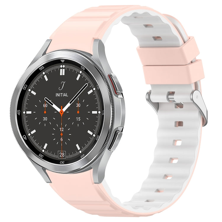 For Samsung Galaxy Watch 4 Classic 46mm Two Color Horizontal Silicone Watch Band(Pink White) - Watch Bands by PMC TechLife | Online Shopping South Africa | PMC TechLife