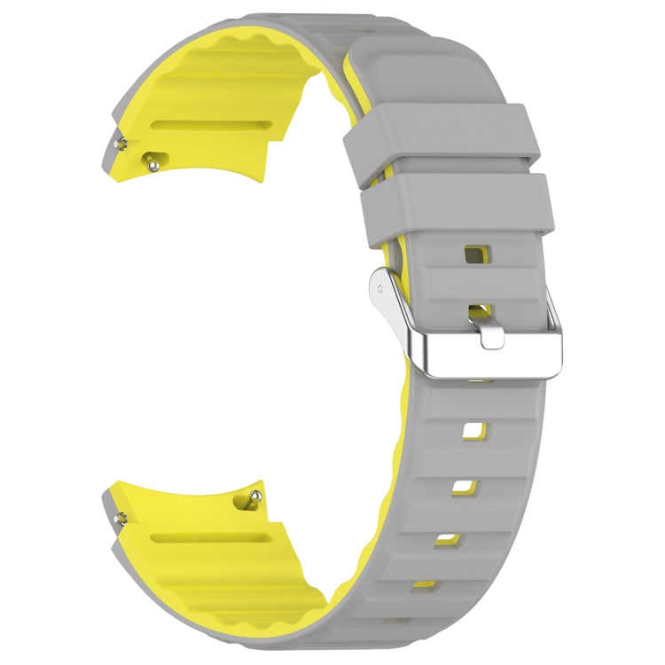 For Samsung Galaxy Watch 4 Classic 46mm Two Color Horizontal Silicone Watch Band(Grey Yellow) - Watch Bands by PMC TechLife | Online Shopping South Africa | PMC TechLife