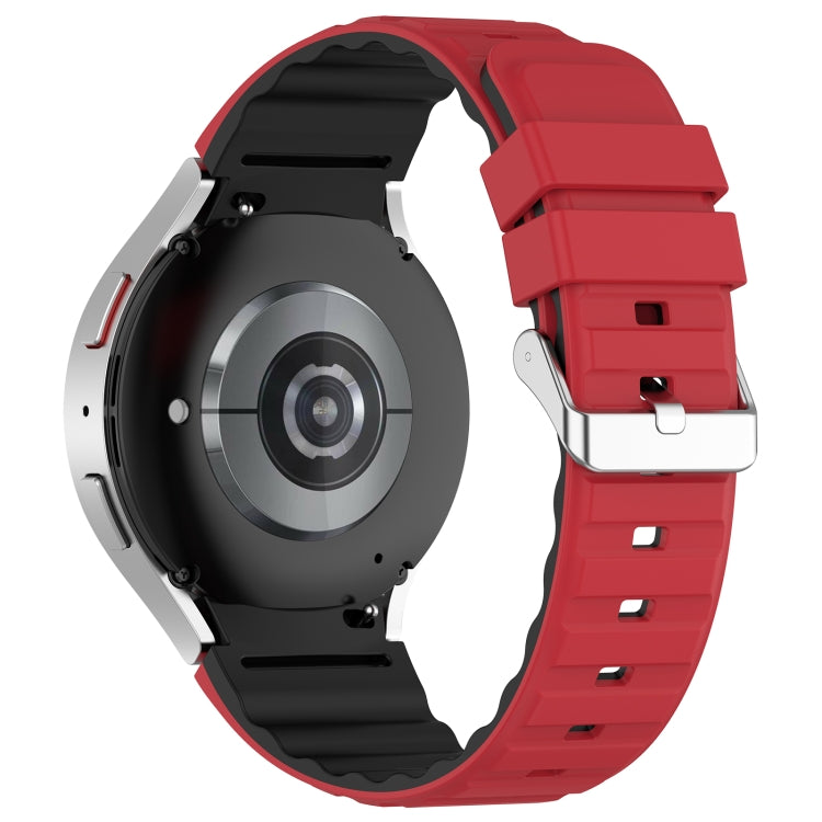For Samsung Galaxy Watch 4 Classic 46mm Two Color Horizontal Silicone Watch Band(Red Black) - Watch Bands by PMC TechLife | Online Shopping South Africa | PMC TechLife