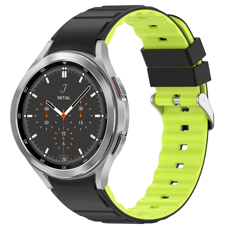 For Samsung Galaxy Watch 4 Classic 46mm Two Color Horizontal Silicone Watch Band(Black Green) - Watch Bands by PMC TechLife | Online Shopping South Africa | PMC TechLife