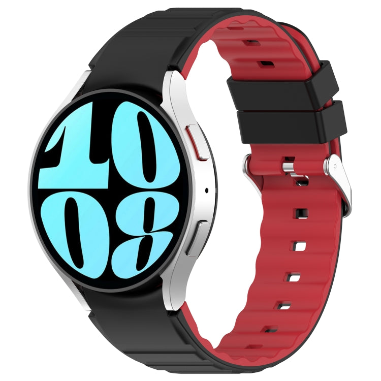 For Samsung Galaxy Watch 4 Classic 46mm Two Color Horizontal Silicone Watch Band(Black Red) - Watch Bands by PMC TechLife | Online Shopping South Africa | PMC TechLife