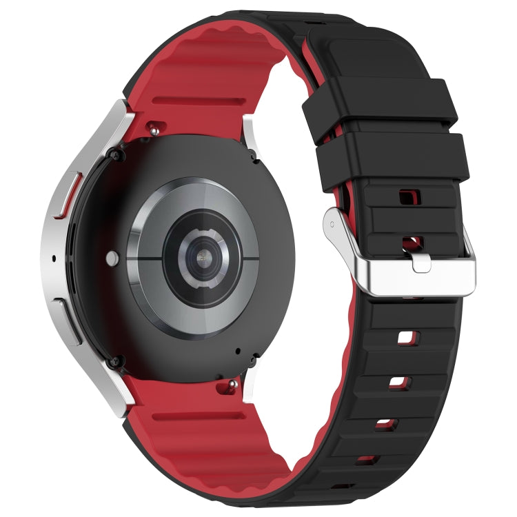 For Samsung Galaxy Watch 4 Classic 46mm Two Color Horizontal Silicone Watch Band(Black Red) - Watch Bands by PMC TechLife | Online Shopping South Africa | PMC TechLife