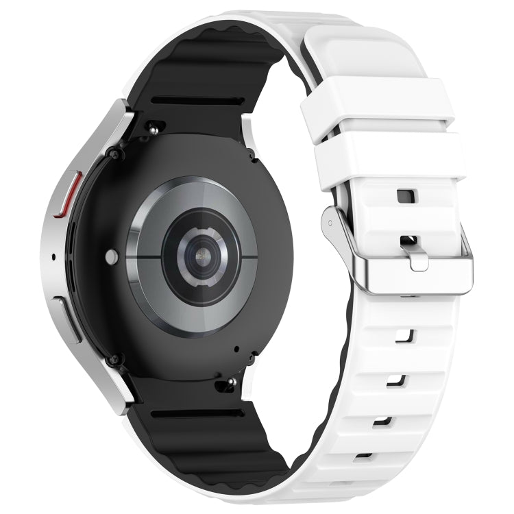 For Samsung Galaxy Watch 4 Classic 46mm Two Color Horizontal Silicone Watch Band(White Black) - Watch Bands by PMC TechLife | Online Shopping South Africa | PMC TechLife