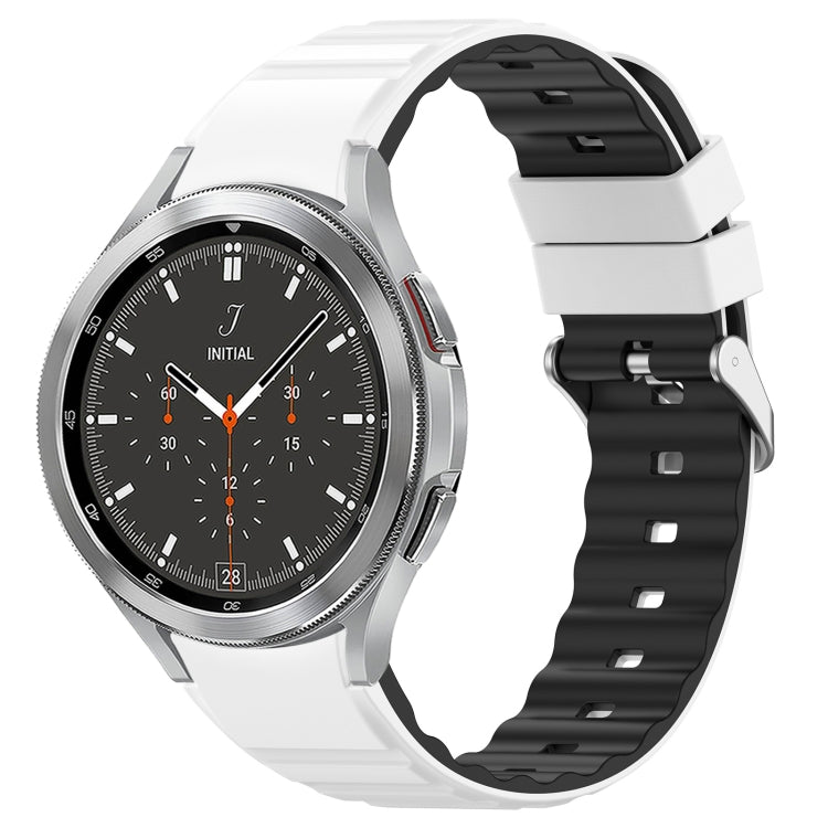 For Samsung Galaxy Watch 4 Classic 46mm Two Color Horizontal Silicone Watch Band(White Black) - Watch Bands by PMC TechLife | Online Shopping South Africa | PMC TechLife