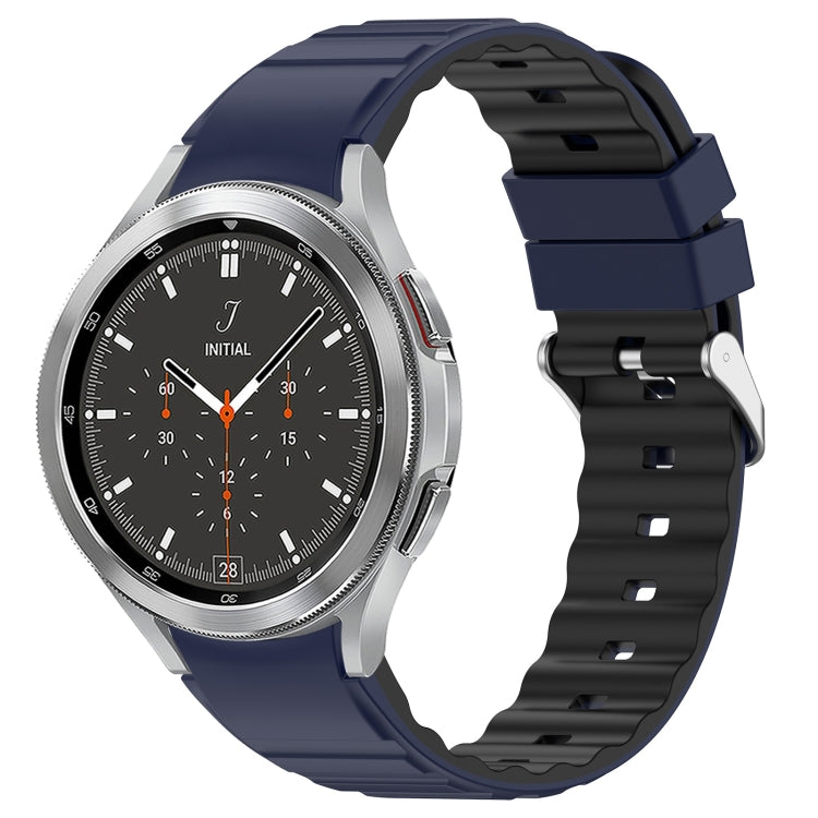 For Samsung Galaxy Watch 4 Classic 46mm Two Color Horizontal Silicone Watch Band(Blue Black) - Watch Bands by PMC TechLife | Online Shopping South Africa | PMC TechLife