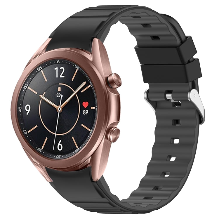 For Samsung Galaxy Watch 3 41mm Two Color Horizontal Silicone Watch Band(Black Grey) - Watch Bands by PMC TechLife | Online Shopping South Africa | PMC TechLife