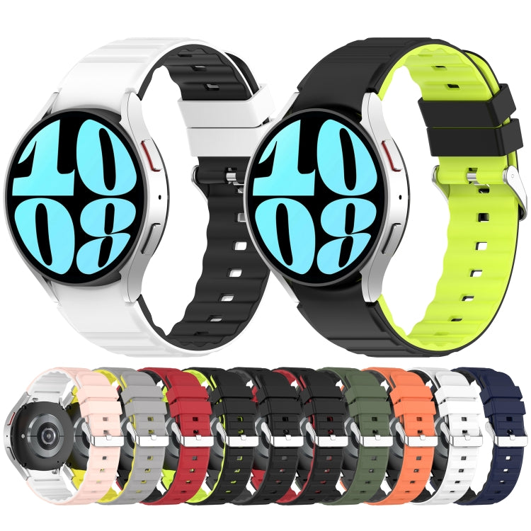 For Samsung Galaxy Watch 3 41mm Two Color Horizontal Silicone Watch Band(White Black) - Watch Bands by PMC TechLife | Online Shopping South Africa | PMC TechLife