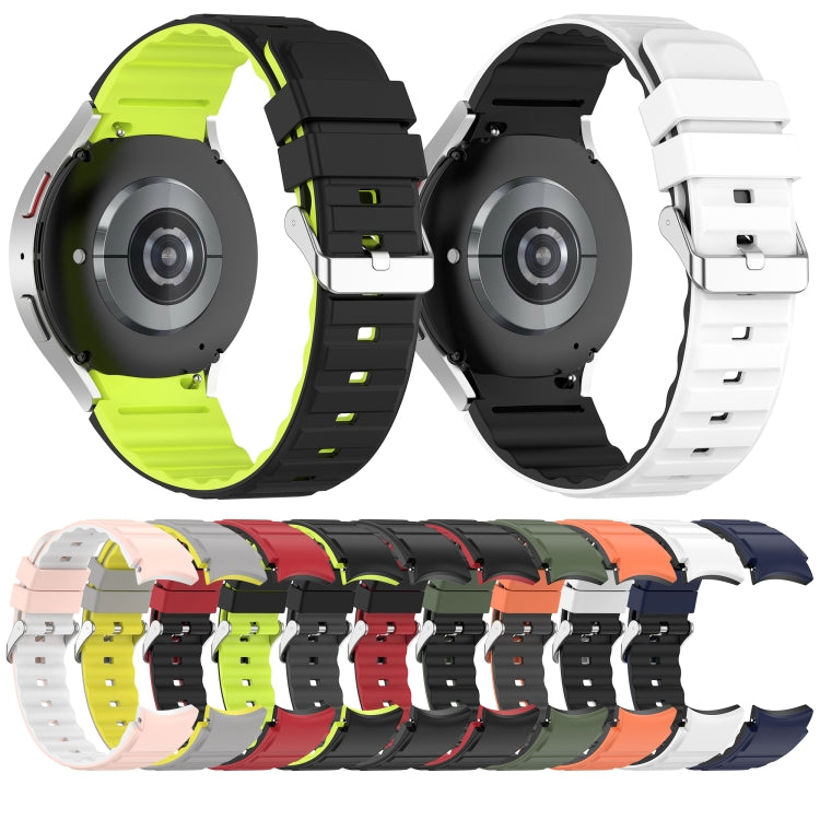 For Samsung Galaxy Watch 5 Two Color Horizontal Silicone Watch Band(Orange Grey) - Watch Bands by PMC TechLife | Online Shopping South Africa | PMC TechLife