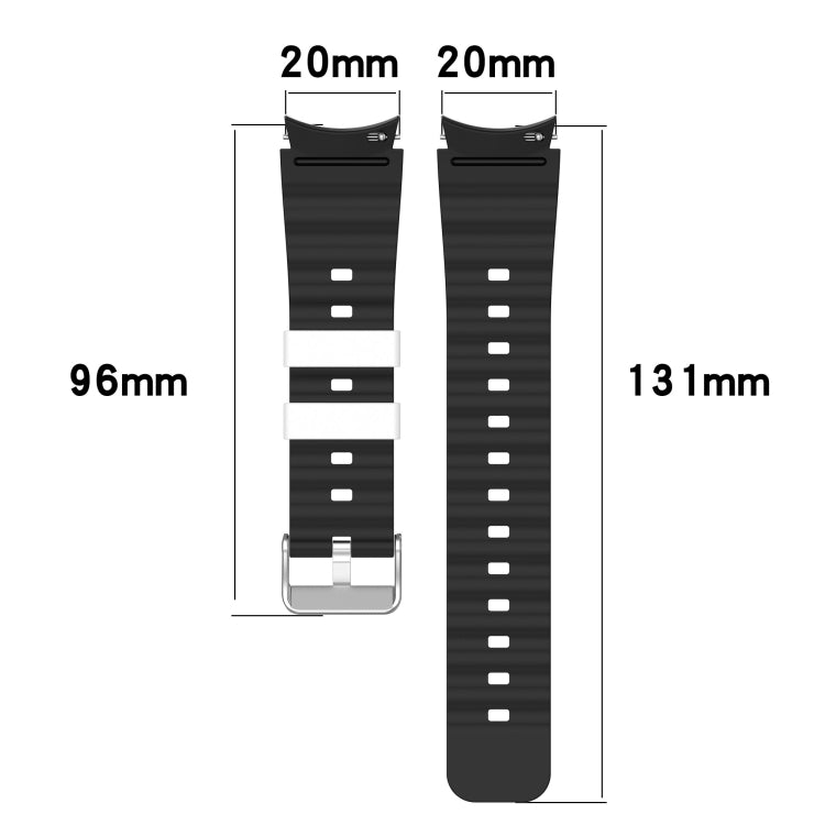For Samsung Galaxy Watch 6 Classic Two Color Horizontal Silicone Watch Band(Blue Black) - Watch Bands by PMC TechLife | Online Shopping South Africa | PMC TechLife