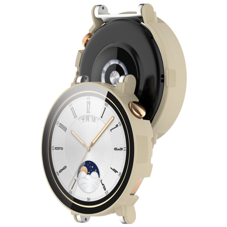 For Huawei Watch GT4 41mm PC+Tempered Glass Integrated Smart Watch Case(Ivory White) - Watch Cases by PMC TechLife | Online Shopping South Africa | PMC TechLife
