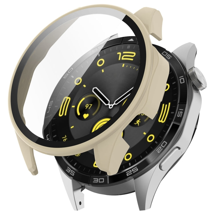 For Huawei Watch GT4 46mm PC+Tempered Glass Integrated Smart Watch Case(Ivory White) - Watch Cases by PMC TechLife | Online Shopping South Africa | PMC TechLife