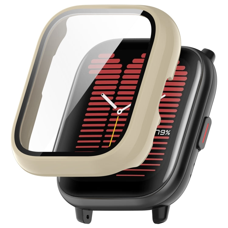 For Amazfit Aactive PC Integrated Tempered Glass Watch Case(Ivory White) - Watch Cases by PMC TechLife | Online Shopping South Africa | PMC TechLife