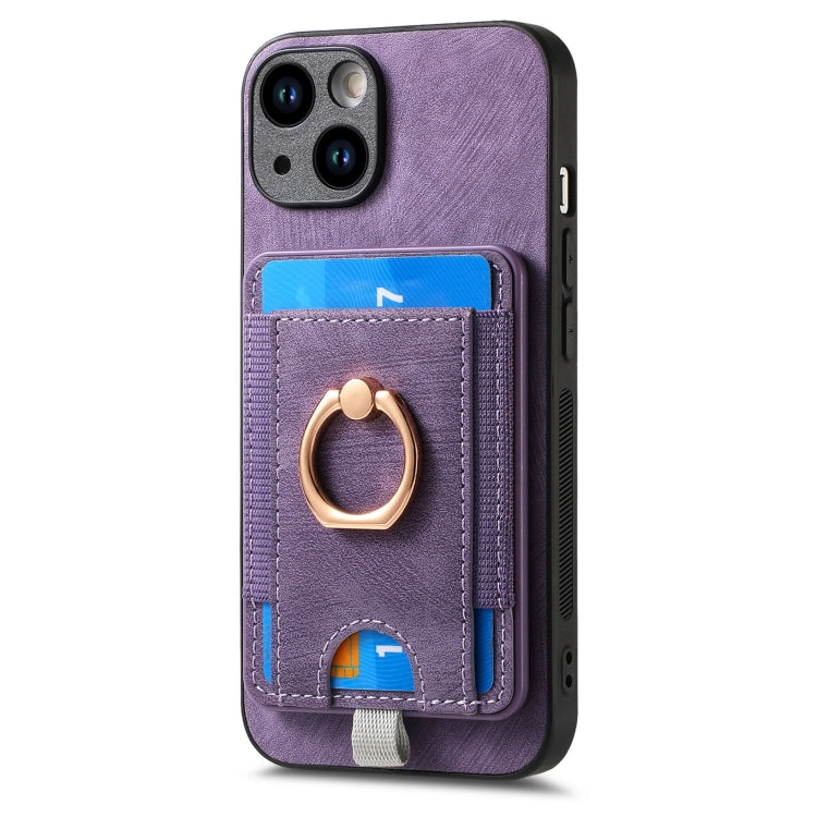 For iPhone 12 Pro Retro Splitable Magnetic Card Bag Leather Phone Case(Purple) - free shipping - PMC TechLife - Order now!
