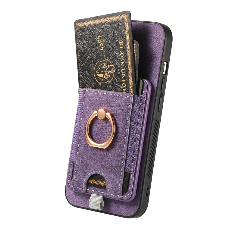 For iPhone 12 Pro Retro Splitable Magnetic Card Bag Leather Phone Case(Purple) - free shipping - PMC TechLife - Order now!