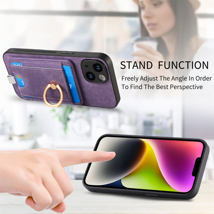 For iPhone 12 Pro Retro Splitable Magnetic Card Bag Leather Phone Case(Purple) - free shipping - PMC TechLife - Order now!