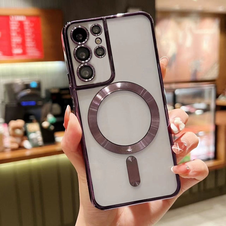 For Samsung Galaxy S21 Ultra 5G MagSafe Electroplating TPU Phone Case(Purple) - Galaxy S21 Ultra 5G Cases by PMC TechLife | Online Shopping South Africa | PMC TechLife
