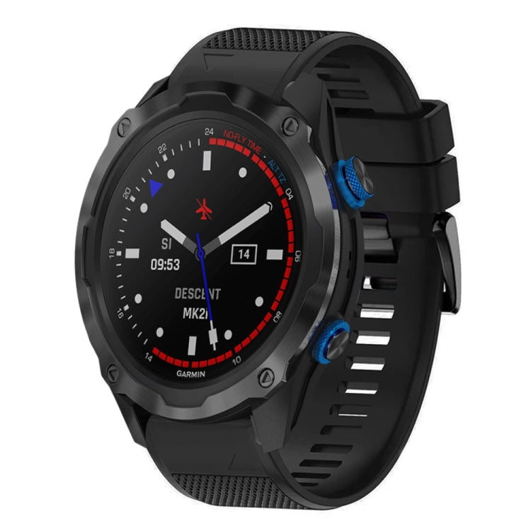 Compatible with Garmin Descent MK 2i 26mm Quick Release Silicone Watch Band(Black) - Watch Bands by PMC TechLife | Online Shopping South Africa | PMC TechLife | Buy Now Pay Later Mobicred