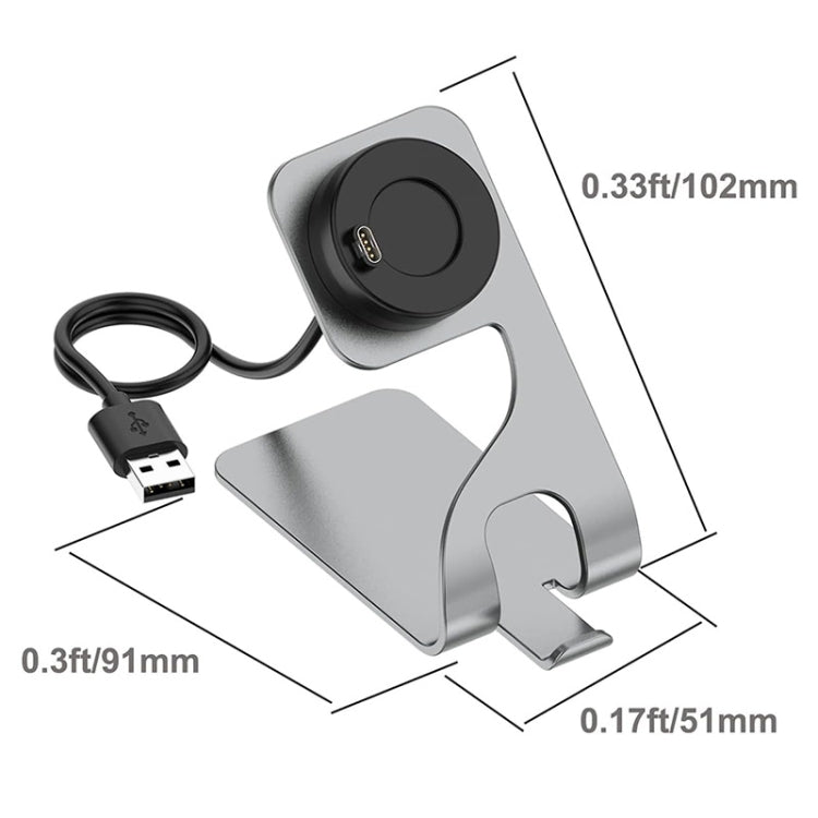 JUNSUNMAY Compatible with Garmin Venu 3 / Venu 3S USB Port Aluminum Alloy Watch Charger Holder, Length: 1.5m(Grey) - Charger by JUNSUNMAY | Online Shopping South Africa | PMC TechLife | Buy Now Pay Later Mobicred