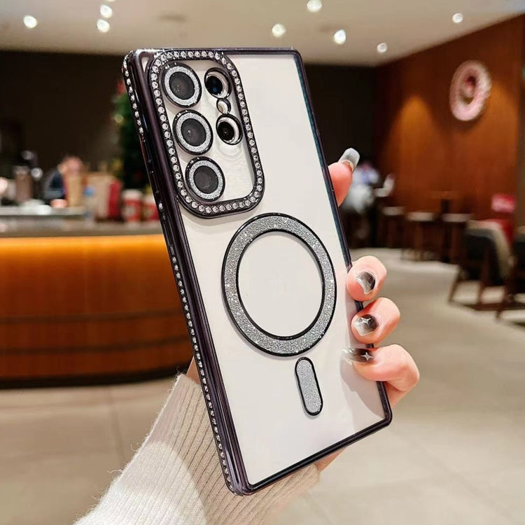 For Samsung Galaxy S22 Ultra 5G Diamond Gradient Plated MagSafe TPU Phone Case(Black) - Galaxy S22 Ultra 5G Cases by PMC TechLife | Online Shopping South Africa | PMC TechLife