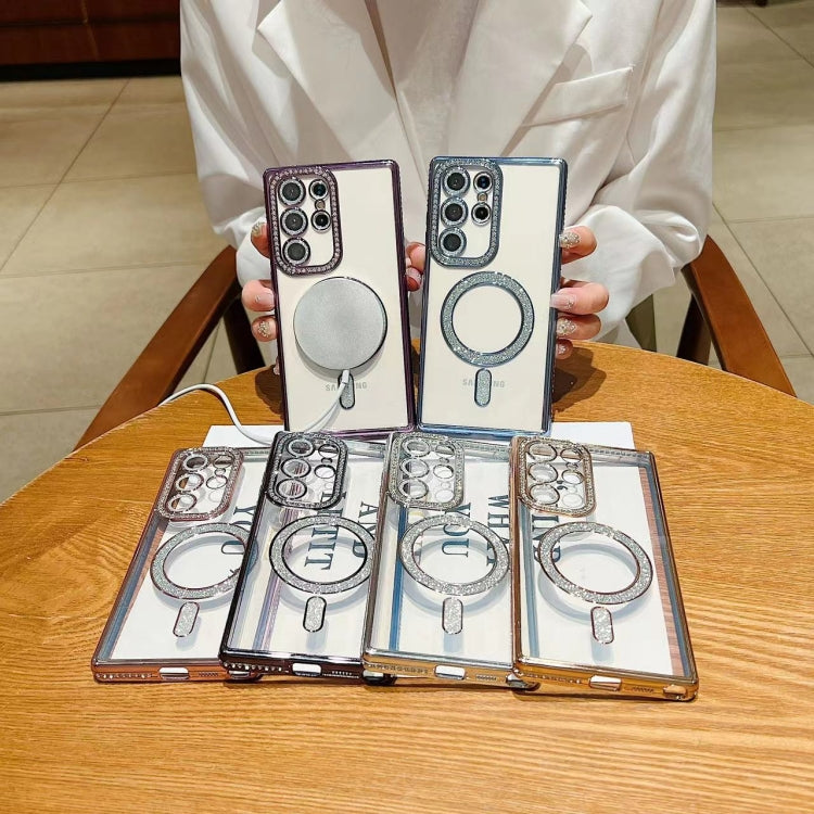 For Samsung Galaxy S22 5G Diamond Gradient Plated MagSafe TPU Phone Case(Black) - Galaxy S22 5G Cases by PMC TechLife | Online Shopping South Africa | PMC TechLife