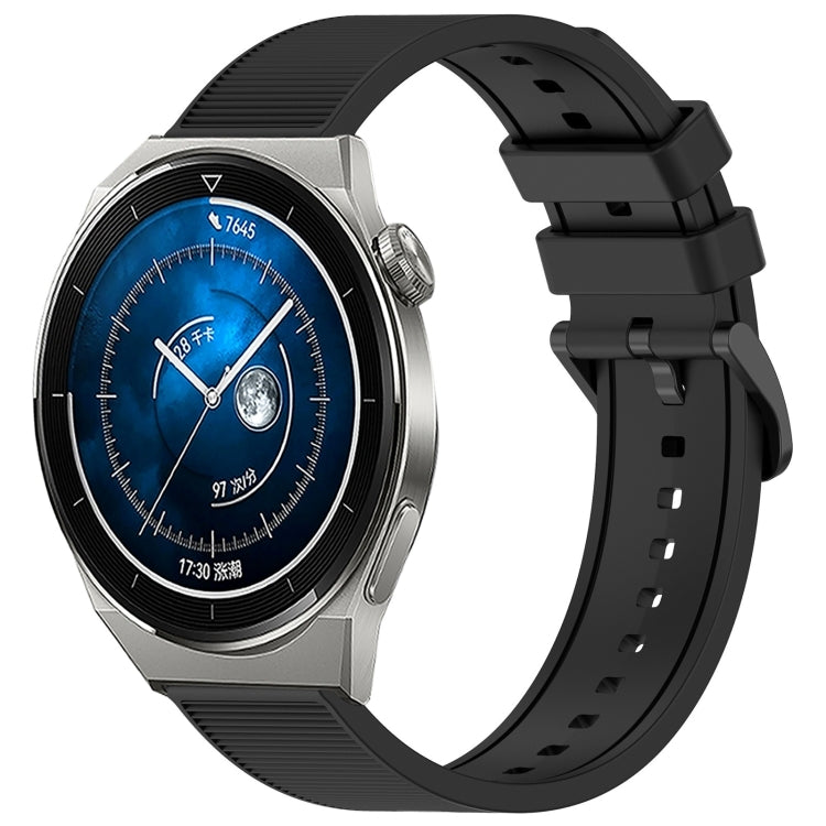 For Huawei Watch GT3 Pro 46mm 22mm Textured Silicone Solid Color Watch Band(Black) - Watch Bands by PMC TechLife | Online Shopping South Africa | PMC TechLife