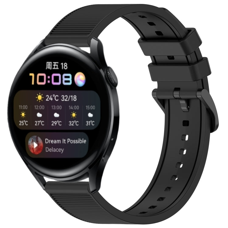 For Huawei Watch 3 22mm Textured Silicone Solid Color Watch Band(Black) - Watch Bands by PMC TechLife | Online Shopping South Africa | PMC TechLife