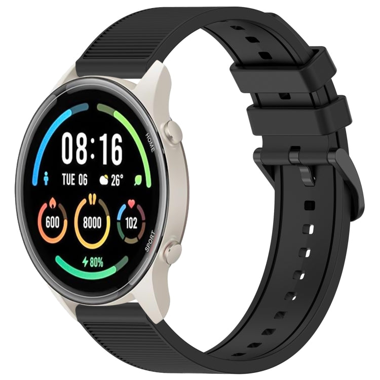 For Xiaomi MI Watch Sport 22mm Textured Silicone Solid Color Watch Band(Black) - Watch Bands by PMC TechLife | Online Shopping South Africa | PMC TechLife | Buy Now Pay Later Mobicred