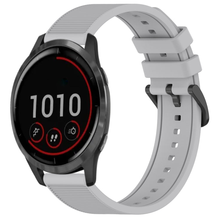 For Garmin Vivoactive 4 22mm Textured Silicone Solid Color Watch Band(Grey) - Watch Bands by PMC TechLife | Online Shopping South Africa | PMC TechLife