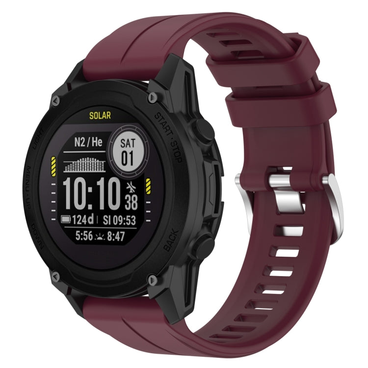 Compatible with Garmin Descent G1 Solar Letel Solid Color Sports Silicone Watch Band(Burgundy) - free shipping - PMC TechLife - Order now!