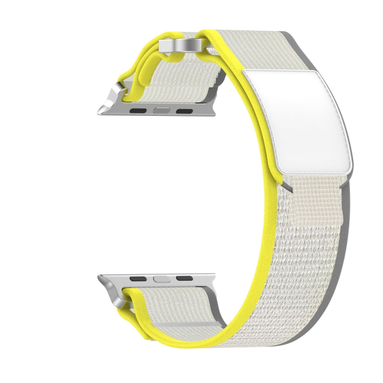 For Apple Watch Series 8 41mm Double Hook and Loop Faster Nylon Watch Band(Yellow + Beige) - free shipping - PMC TechLife - Order now!