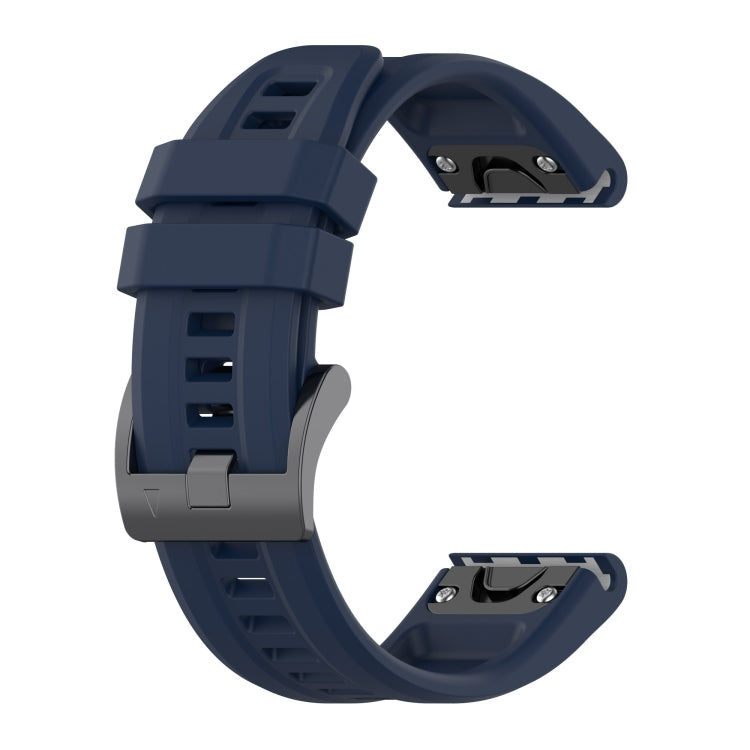 Compatible with Garmin Fenix 7 Solar / Sapphire Solar Solid Color Black Buckle Silicone Quick Release Watch Band(Dark Blue) - free shipping - PMC TechLife - Order now!