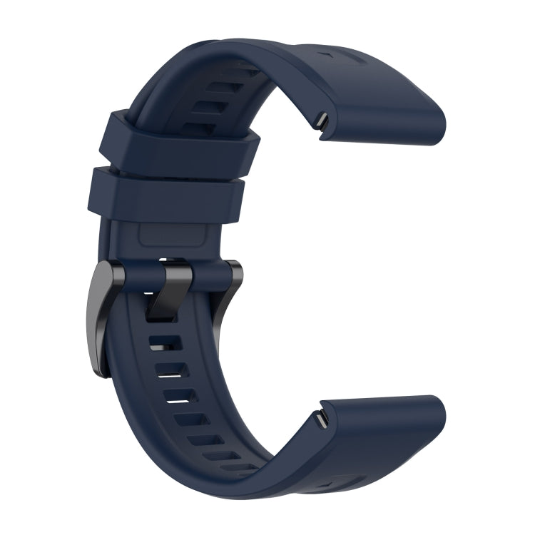 Compatible with Garmin Fenix 7 Solar / Sapphire Solar Solid Color Black Buckle Silicone Quick Release Watch Band(Dark Blue) - free shipping - PMC TechLife - Order now!