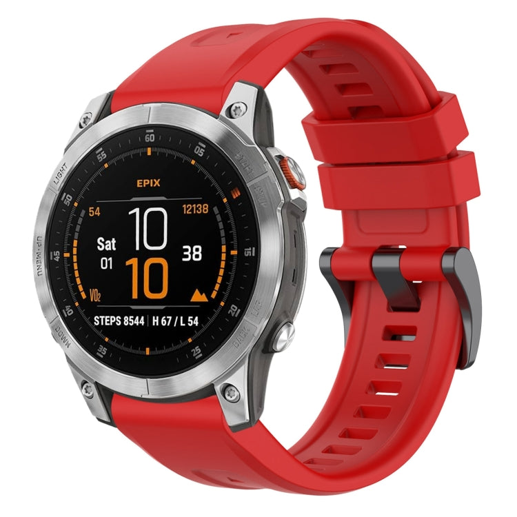 Compatible with Garmin Epix Gen2 / Epix Pro Gen2 47mm Solid Color Black Buckle Silicone Quick Release Watch Band(Red) - free shipping - PMC TechLife - Order now!