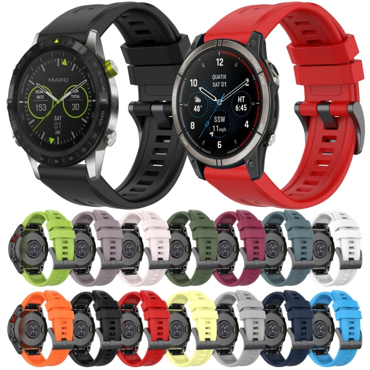 Compatible with Garmin Fenix 7 Solar / Sapphire Solar Solid Color Black Buckle Silicone Quick Release Watch Band(Pink) - free shipping - PMC TechLife - Order now!