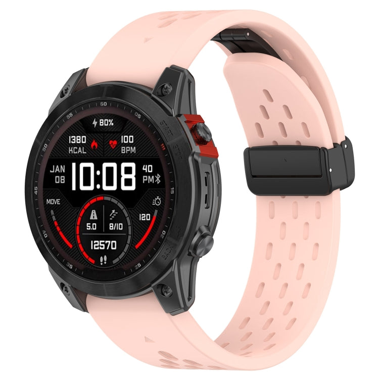 Compatible with Garmin Descent MK3i 43mm 20mm Holes Magnetic Folding Buckle Silicone Watch Band(Pink) - free shipping - PMC TechLife - Order now!