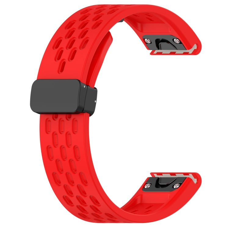 Compatible with Garmin Descent MK3 43mm 20mm Holes Magnetic Folding Buckle Silicone Watch Band(Red) - free shipping - PMC TechLife - Order now!