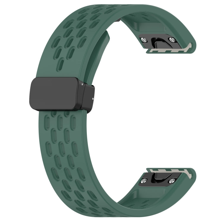 Compatible with Garmin Descent G1 22mm Holes Magnetic Folding Buckle Silicone Watch Band(Dark Green) - free shipping - PMC TechLife - Order now!